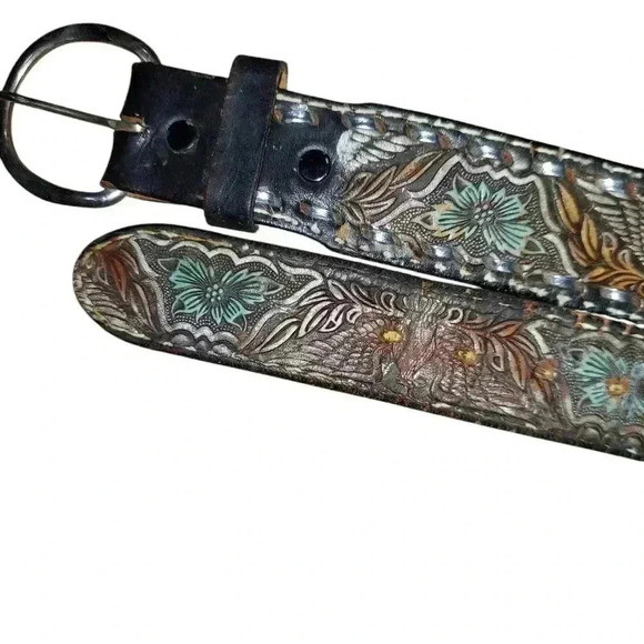 Vintage Personalized "Jim" Tooled Painted Leather Belt - Picture 3 of 7
